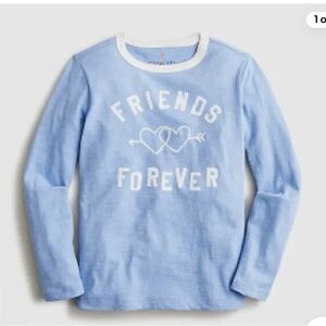 Crewcuts Blue and White Long Sleeve Tee Friends Forever
